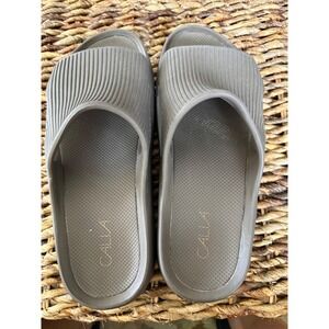 Calla Cloud Slides Taupe Brown Textured Slip On Platform Comfort Sandals Size 10